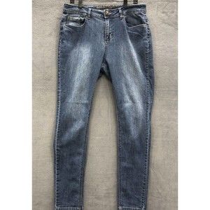 Ashley Stewart Womens Denim Jeans Size 12 Average Skinny Distressed Medium Wash